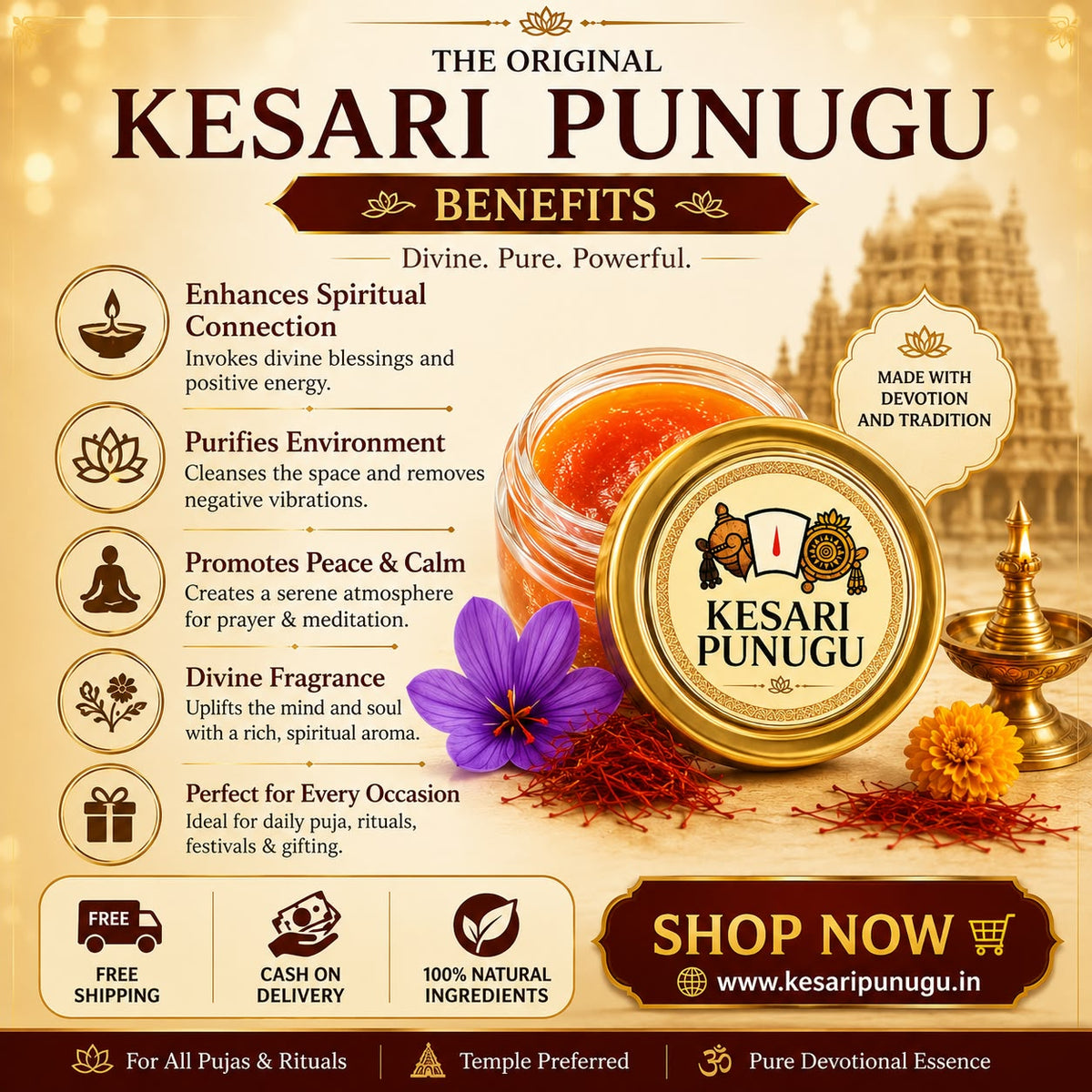 The Original Kesari Punugu – Traditional Temple Fragrance