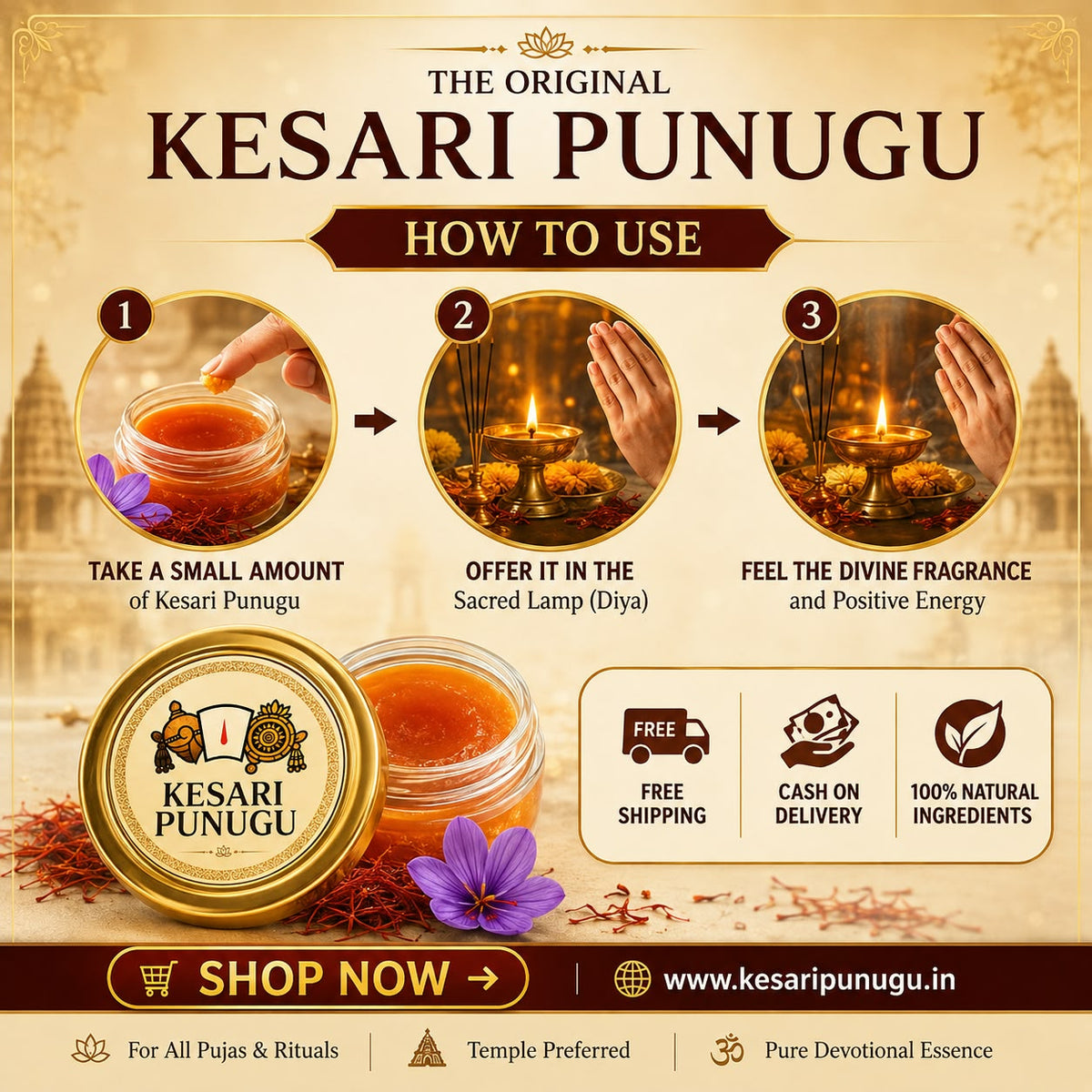 The Original Kesari Punugu – Traditional Temple Fragrance